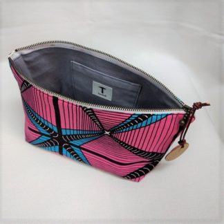 <span style="color: #ff6347; font-style: bold;">【売切】</span><br>096<br>アフリカ布で作ったポーチ<br>ピンク＆ブルー