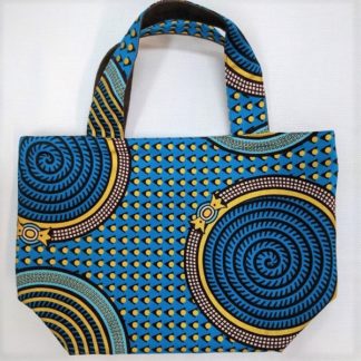 <span style="color: #ff6347; font-style: bold;">【売切】</span><br>078<br>アフリカ布のトートバッグ<br>中<br>ゴールドラメ&ブルー