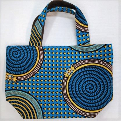 <span style="color: #ff6347; font-style: bold;">【売切】</span><br>078<br>アフリカ布のトートバッグ<br>中<br>ゴールドラメ＆ブルー