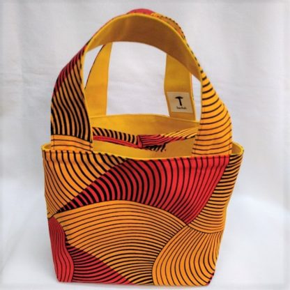 <span style="color: #ff6347; font-style: bold;">【売切】</span><br>075アフリカ布のトートバッグ<br>小<br>レッド＆オレンジ