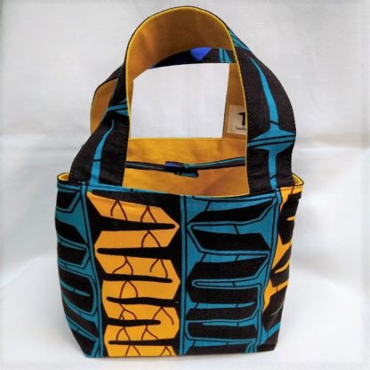 <span style="color: #ff6347; font-style: bold;">【売切】</span><br>074アフリカ布のトートバッグ<br>小<br>イエロー＆ダークグリーン