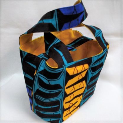 <span style="color: #ff6347; font-style: bold;">【売切】</span><br>074アフリカ布のトートバッグ<br>小<br>イエロー＆ダークグリーン - 画像 (2)