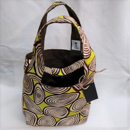 <span style="color: #ff6347; font-style: bold;">【売切】</span><br>070アフリカ布のトートバッグ<br>小<br>ライトグリーン＆シルバーラメ