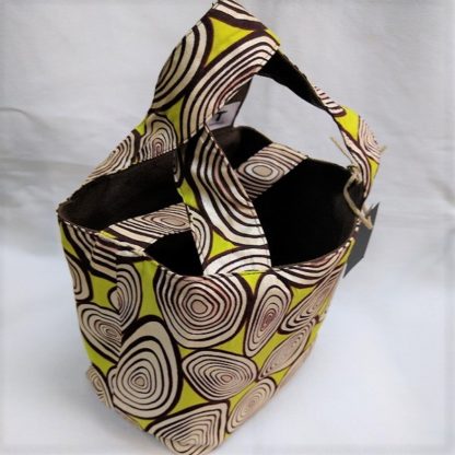 <span style="color: #ff6347; font-style: bold;">【売切】</span><br>070アフリカ布のトートバッグ<br>小<br>ライトグリーン＆シルバーラメ - 画像 (2)