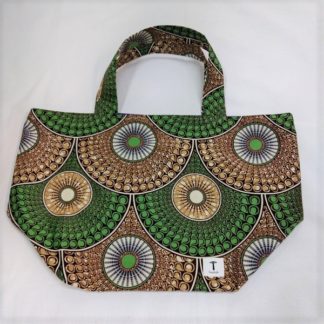 <span style="color: #ff6347; font-style: bold;">【売切】</span><br>151<br>アフリカ布の<br>エコバッグ（大） <br>グリーンサークル
