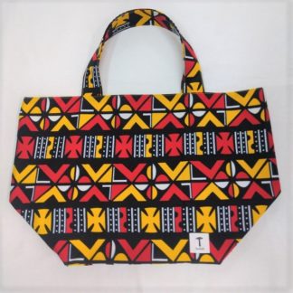 <span style="color: #ff6347; font-style: bold;">【売切】</span><br>149<br>アフリカ布の<br>エコバッグ（大） <br>レッド＆イエロー