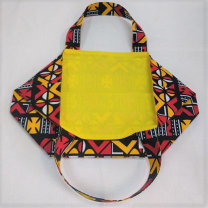 <span style="color: #ff6347; font-style: bold;">【売切】</span><br>149<br>アフリカ布の<br>エコバッグ（大） <br>レッド＆イエロー - 画像 (2)