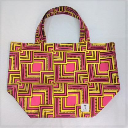 <span style="color: #ff6347; font-style: bold;">【売切】</span><br>148<br>アフリカ布の<br>エコバッグ（大） <br>レッド＆ゴールドラメ