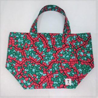 <span style="color: #ff6347; font-style: bold;">【売切】</span><br>147<br>アフリカ布の<br>エコバッグ（大） <br>レッド＆グリーン