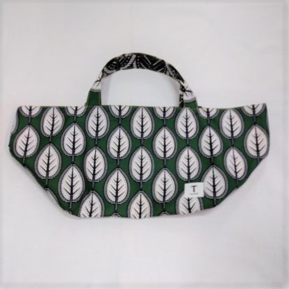 <span style="color: #ff6347; font-style: bold;">【売切】</span><br>154<br>アフリカ布の<br>エコバッグ<br>グリーンリーブス