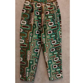 <span style="color: #ff6347; font-style: bold;">【売切】</span><br>067<br>アフリカ布の<br>タックパンツ<br>green