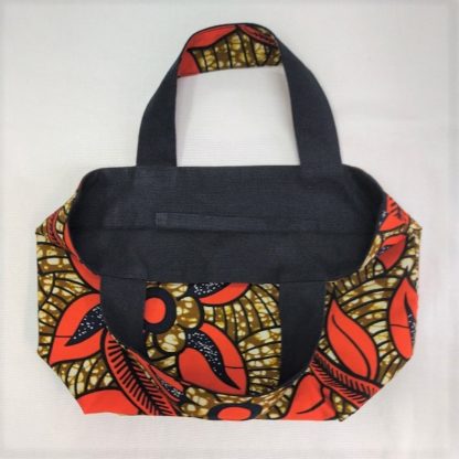 <span style="color: #ff6347; font-style: bold;">【売切】</span><br>065アフリカ布のトートバッグ<br>中<br>オレンジフラワー - 画像 (2)