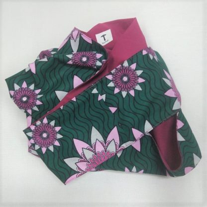 <span style="color: #ff6347; font-style: bold;">【売切】</span><br>031<br>アフリカ布の<br>斜めがけバッグ<br>グリーン＆ピンクフラワー - 画像 (2)