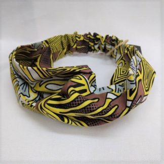 <span style="color: #ff6347; font-style: bold;">【売切】</span><br>005<br>アフリカ布の<br>ヘアバンド<br>イエロー&ブラウン