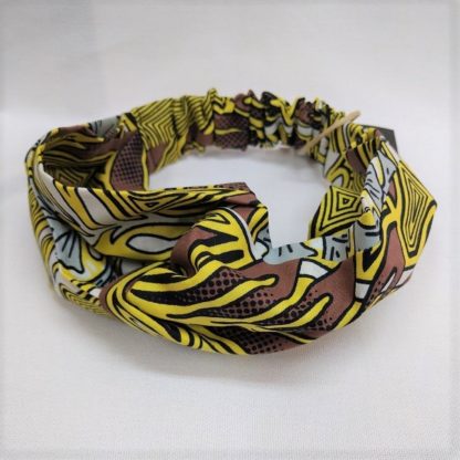 <span style="color: #ff6347; font-style: bold;">【売切】</span><br>005<br>アフリカ布の<br>ヘアバンド<br>イエロー＆ブラウン