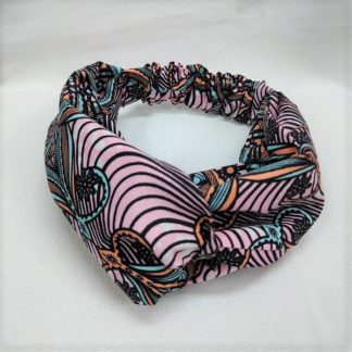 <span style="color: #ff6347; font-style: bold;">【売切】</span><br>002<br>アフリカ布の<br>ヘアバンド<br>ピンク&オレンジ