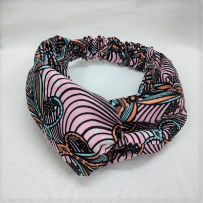 <span style="color: #ff6347; font-style: bold;">【売切】</span><br>002<br>アフリカ布の<br>ヘアバンド<br>ピンク＆オレンジ