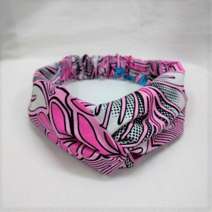 <span style="color: #ff6347; font-style: bold;">【売切】</span><br>001<br>アフリカ布の<br>ヘアバンド<br>ピンク＆ブルー