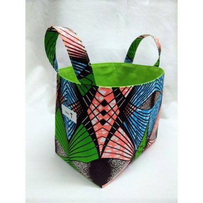 <span style="color: #ff6347; font-style: bold;">【売切】</span><br>137<br>アフリカ布で作った小物入れ（大）<br>ブルー＆グリーン - 画像 (2)