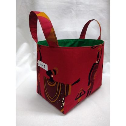 <span style="color: #ff6347; font-style: bold;">【売切】</span><br>136<br>アフリカ布で作った小物入れ（大）<br>レッドマン - 画像 (2)