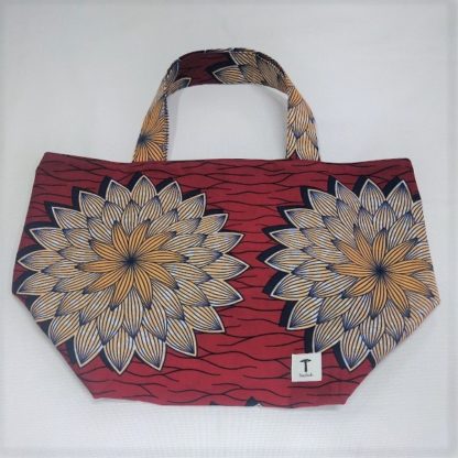 <span style="color: #ff6347; font-style: bold;">【売切】</span><br>145<br>アフリカ布の<br>エコバッグ（大） <br>レッド