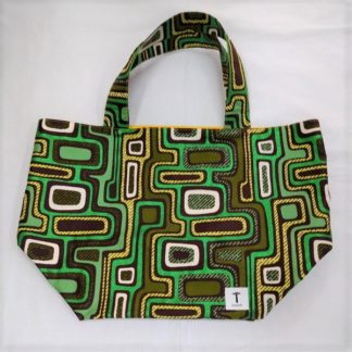 <span style="color: #ff6347; font-style: bold;">【売切】</span><br>141<br>アフリカ布の<br>エコバッグ（大） <br>グリーンラメ