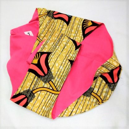 <span style="color: #ff6347; font-style: bold;">【売切】</span><br>030<br>アフリカ布の<br>斜めがけバッグ<br>ピンク＆イエロー - 画像 (2)