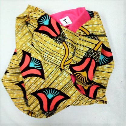 <span style="color: #ff6347; font-style: bold;">【売切】</span><br>029<br>アフリカ布の<br>肩がけバッグ<br>ピンク&イエロー - 画像 (2)