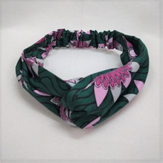 <span style="color: #ff6347; font-style: bold;">【売切】</span><br>196<br>アフリカ布の<br>ヘアバンド<br>ピンクフラワー