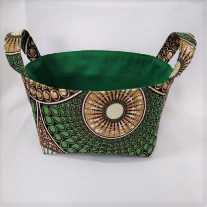 <span style="color: #ff6347; font-style: bold;">【売切】</span><br>128<br>アフリカ布で作った小物入れ（小）<br>グリーンサークル