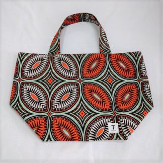 <span style="color: #ff6347; font-style: bold;">【売切】</span><br>126<br>アフリカ布の<br>エコバッグ（大） <br>オレンジ