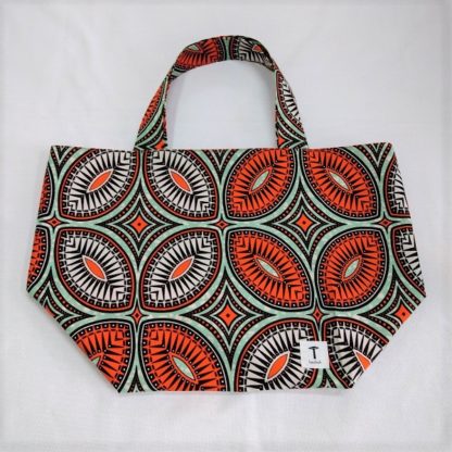 <span style="color: #ff6347; font-style: bold;">【売切】</span><br>126<br>アフリカ布の<br>エコバッグ（大） <br>オレンジ