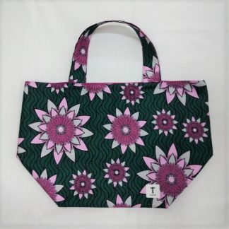 <span style="color: #ff6347; font-style: bold;">【売切】</span><br>123<br>アフリカ布の<br>エコバッグ（大） <br>ピンクフラワー