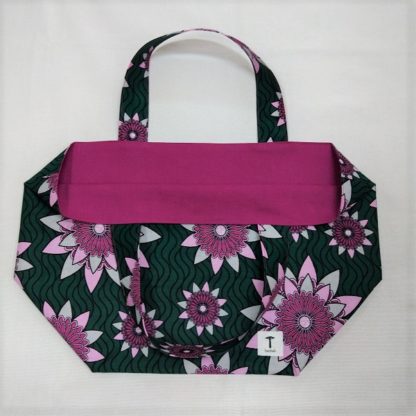 <span style="color: #ff6347; font-style: bold;">【売切】</span><br>123<br>アフリカ布の<br>エコバッグ（大） <br>ピンクフラワー - 画像 (2)