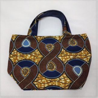 <span style="color: #ff6347; font-style: bold;">【売切】</span><br>056アフリカ布のトートバッグ<br>中<br>ブラウン＆ネイビー