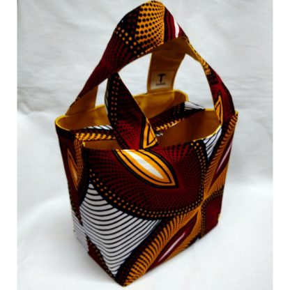 <span style="color: #ff6347; font-style: bold;">【売切】</span><br>060アフリカ布のトートバッグ<br>小<br>レッド＆イエロー - 画像 (2)