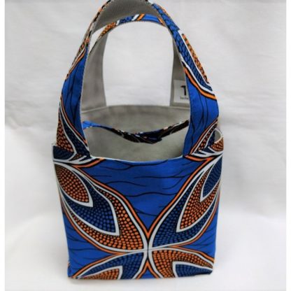 <span style="color: #ff6347; font-style: bold;">【売切】</span><br>057アフリカ布のトートバッグ<br>小<br>ブルー＆オレンジ