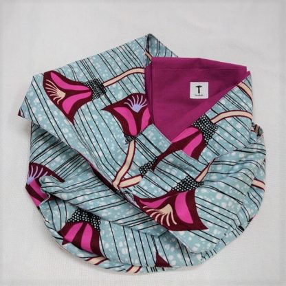 <span style="color: #ff6347; font-style: bold;">【売切】</span><br>028<br>アフリカ布の<br>肩がけバッグ<br>ピンク＆ライトブルー - 画像 (2)