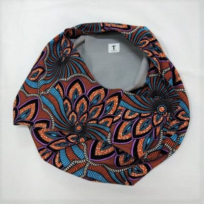 <span style="color: #ff6347; font-style: bold;">【売切】</span><br>026<br>アフリカ布の<br>肩がけバッグ<br>ブラウン＆ブルー - 画像 (2)