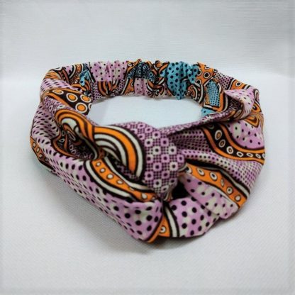 <span style="color: #ff6347; font-style: bold;">【売切】</span><br>184<br>アフリカ布の<br>ヘアバンド<br>ピンク＆オレンジ