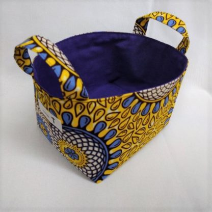 <span style="color: #ff6347; font-style: bold;">【売切】</span><br>121<br>アフリカ布で作った小物入れ（小）<br>イエロー＆パープル - 画像 (2)