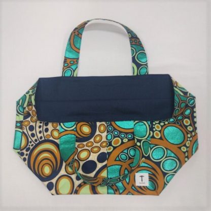 <span style="color: #ff6347; font-style: bold;">【売切】</span><br>120<br>アフリカ布の<br>エコバッグ（大） <br>グリーンラメ - 画像 (2)