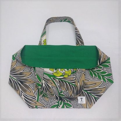 <span style="color: #ff6347; font-style: bold;">【売切】</span><br>118<br>アフリカ布の<br>エコバッグ（大） <br>グリーンリーブス - 画像 (2)