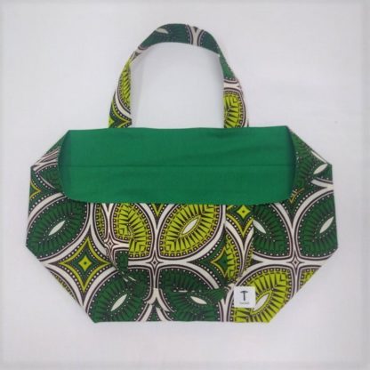 <span style="color: #ff6347; font-style: bold;">【売切】</span><br>117<br>アフリカ布の<br>エコバッグ（大） <br>グリーン - 画像 (2)