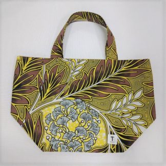 <span style="color: #ff6347; font-style: bold;">【売切】</span><br>111<br>アフリカ布の<br>エコバッグ（大） <br>イエローボタニカル