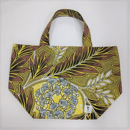 <span style="color: #ff6347; font-style: bold;">【売切】</span><br>111<br>アフリカ布の<br>エコバッグ（大） <br>イエローボタニカル