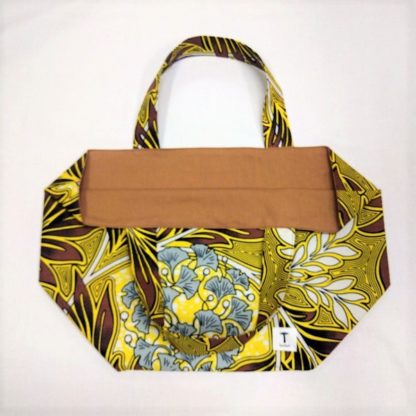 <span style="color: #ff6347; font-style: bold;">【売切】</span><br>111<br>アフリカ布の<br>エコバッグ（大） <br>イエローボタニカル - 画像 (2)