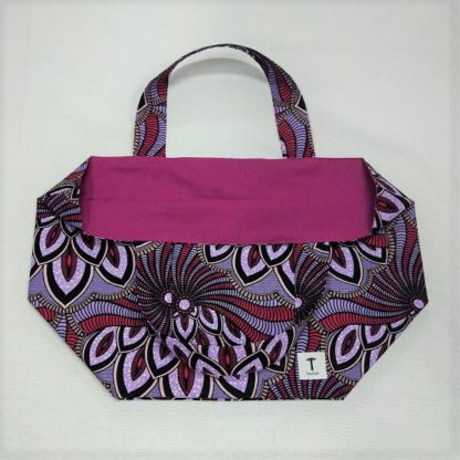 <span style="color: #ff6347; font-style: bold;">【売切】</span><br>106<br>アフリカ布の<br>エコバッグ（大） <br>パープル - 画像 (2)