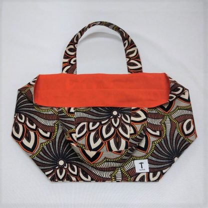 <span style="color: #ff6347; font-style: bold;">【売切】</span><br>105<br>アフリカ布の<br>エコバッグ（大） <br>ブラウン＆オレンジ - 画像 (2)