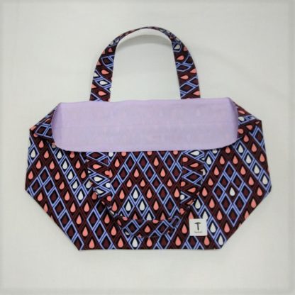 <span style="color: #ff6347; font-style: bold;">【売切】</span><br>102<br>アフリカ布の<br>エコバッグ（大） <br>ダークレッドレイン - 画像 (2)